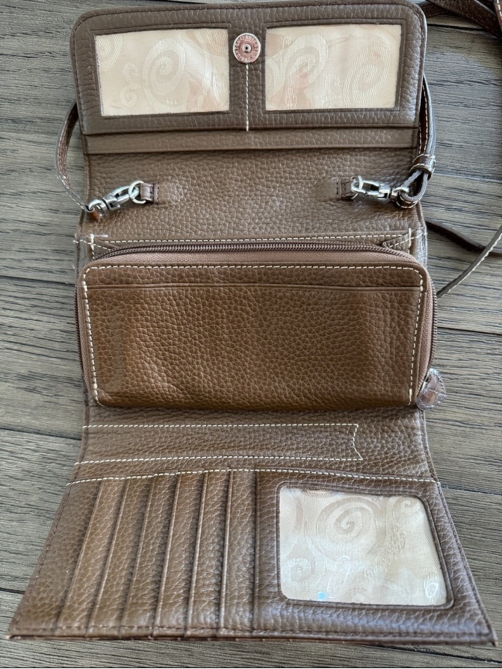 🤎 Brighton Croc Embossed Leather Crossbody Wallet Purse Bag - Picture 3 of 8